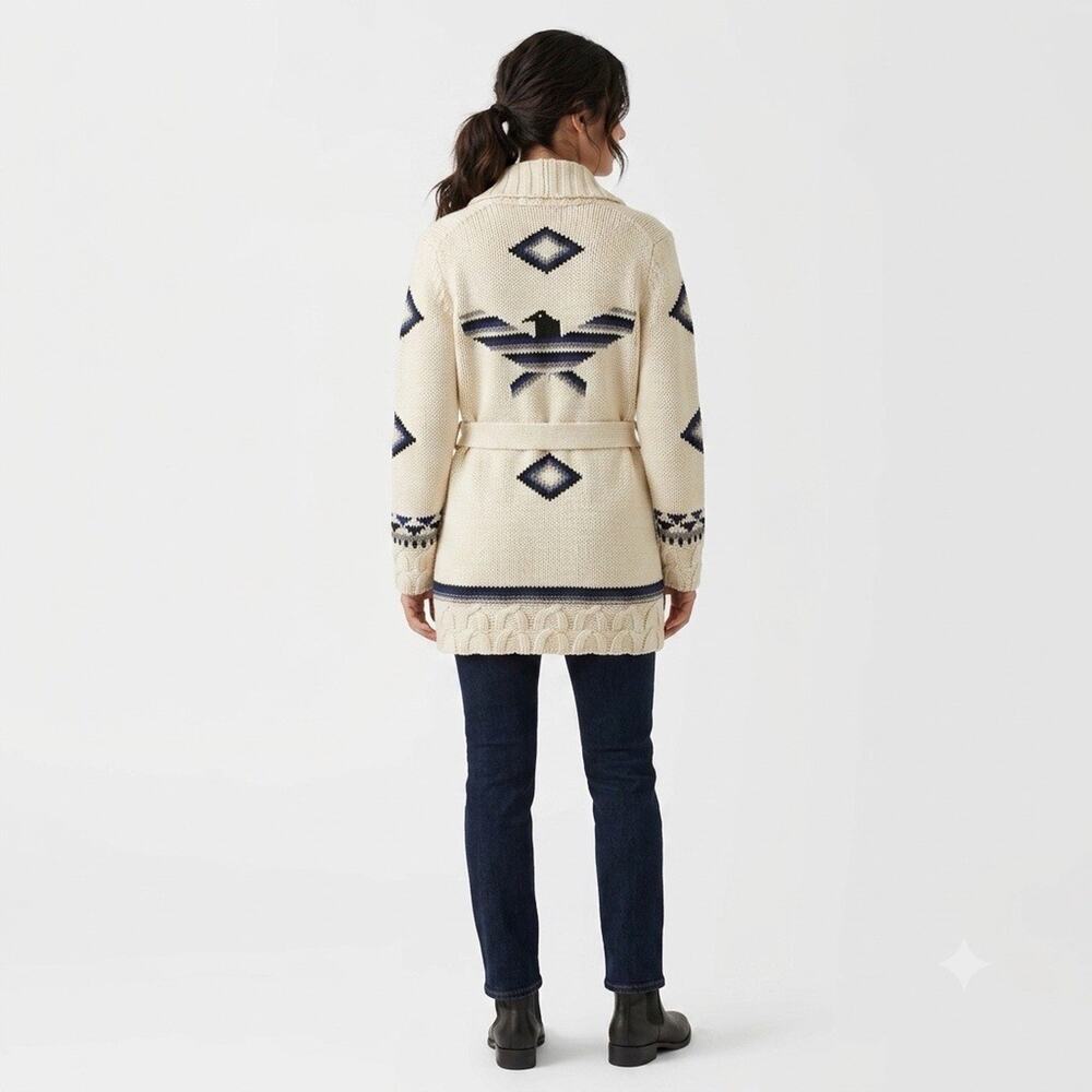 Chaser Womens Medium NWT Vanilla Knit Cardigan Sweater Shawl Belted Aztec